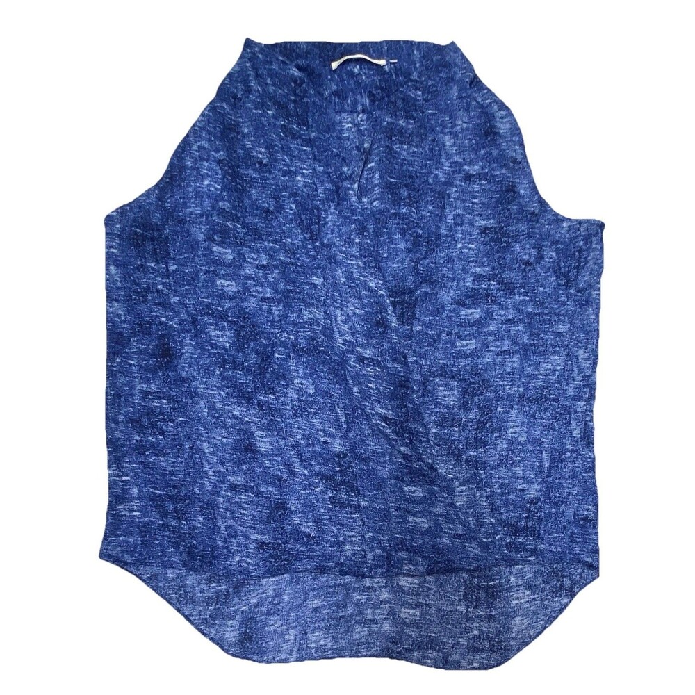 Violet Claire Blue Sleeveless Plunge V Neck Bubble Hem Blouse XL